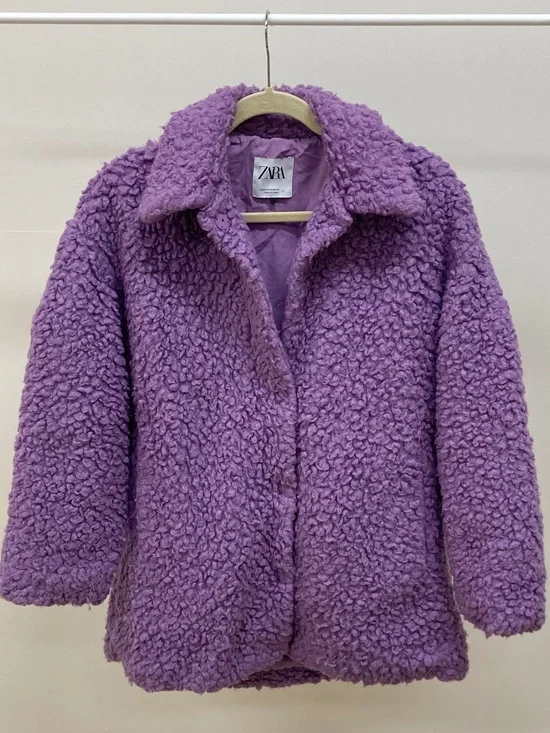 Zara Purple Teddy Coat - Picture 1 of 3